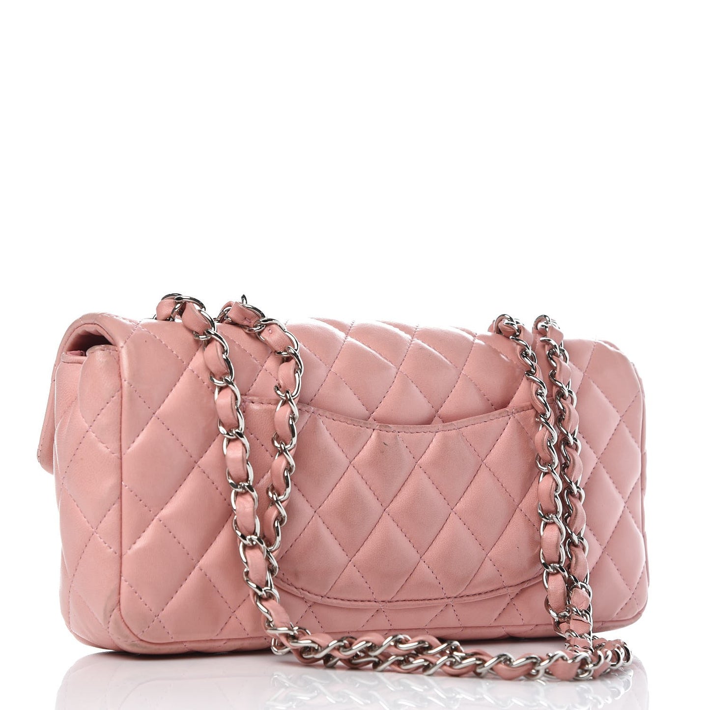 Lambskin Quilted East West Flap Pink
