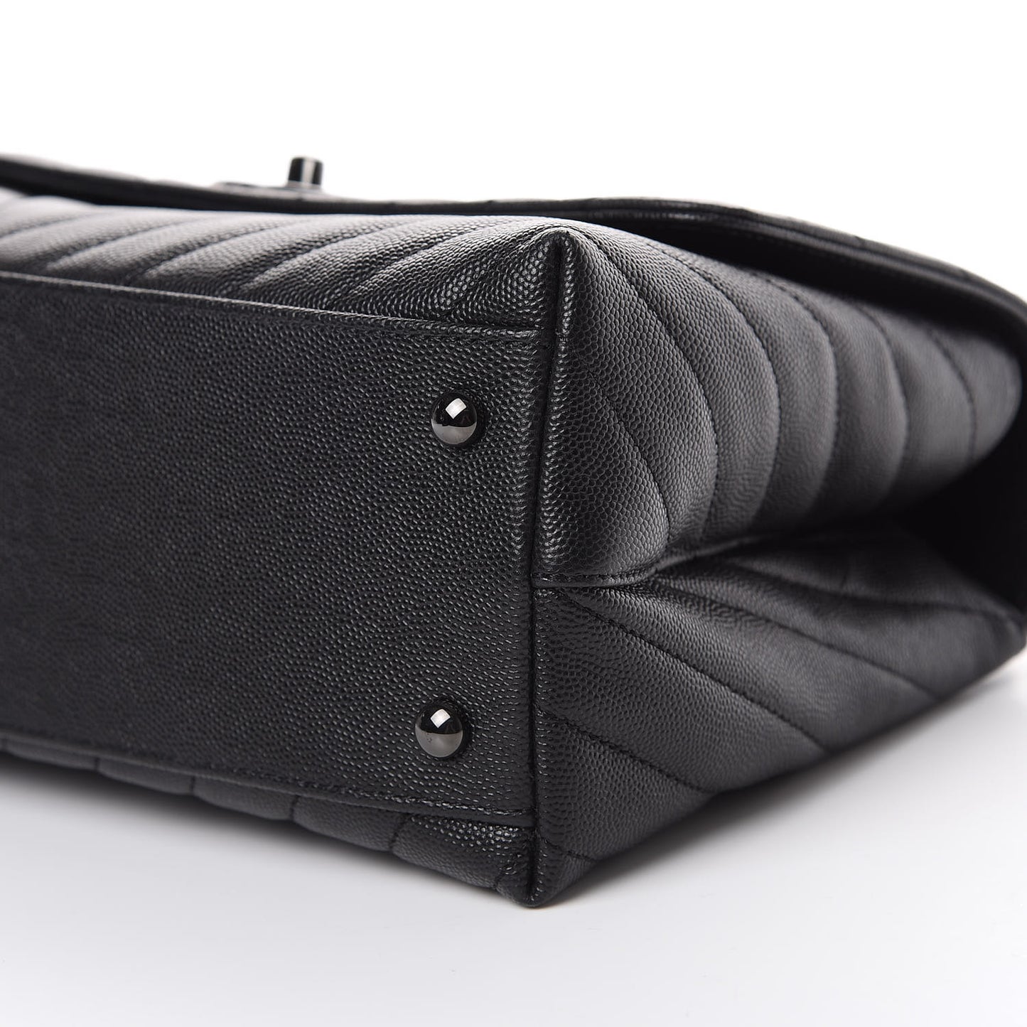 Caviar Chevron Quilted Small Coco Handle Flap So Black