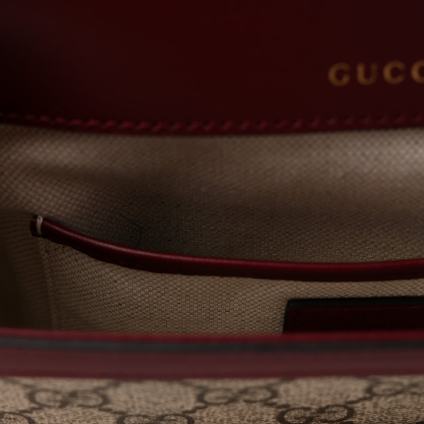 GG Supreme Monogram Horsebit 1955 Soft Small Shoulder Bag Beige Ebony Rosso Ancora
