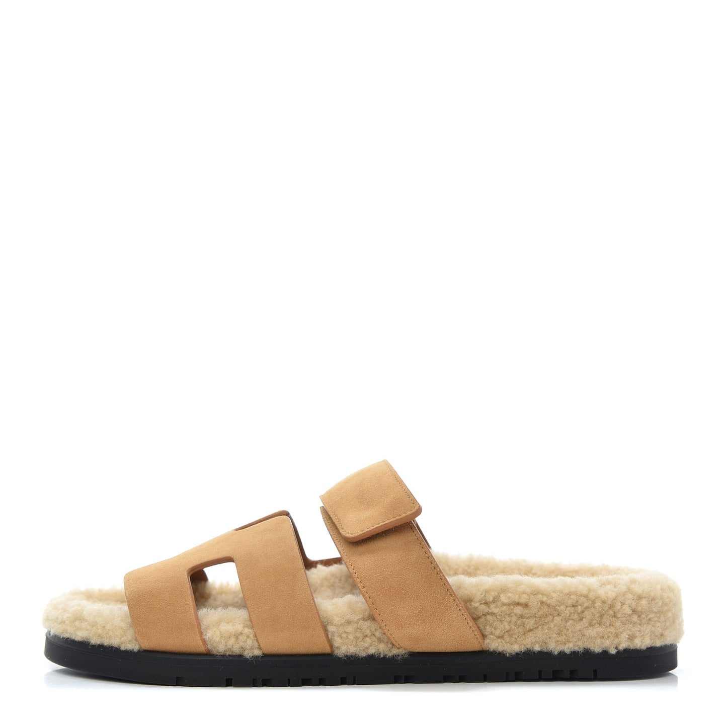Suede Goatskin Woolskin Womens Chypre Sandals 37 Golden Beige
