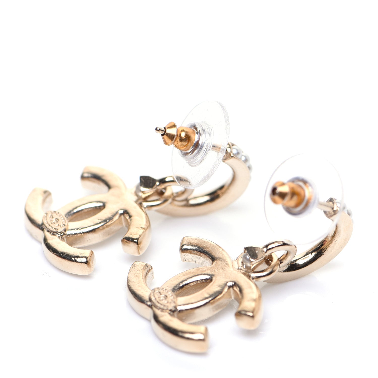 Chanel Pearl CC Hoop Drop Earring Gold 3 of 9
