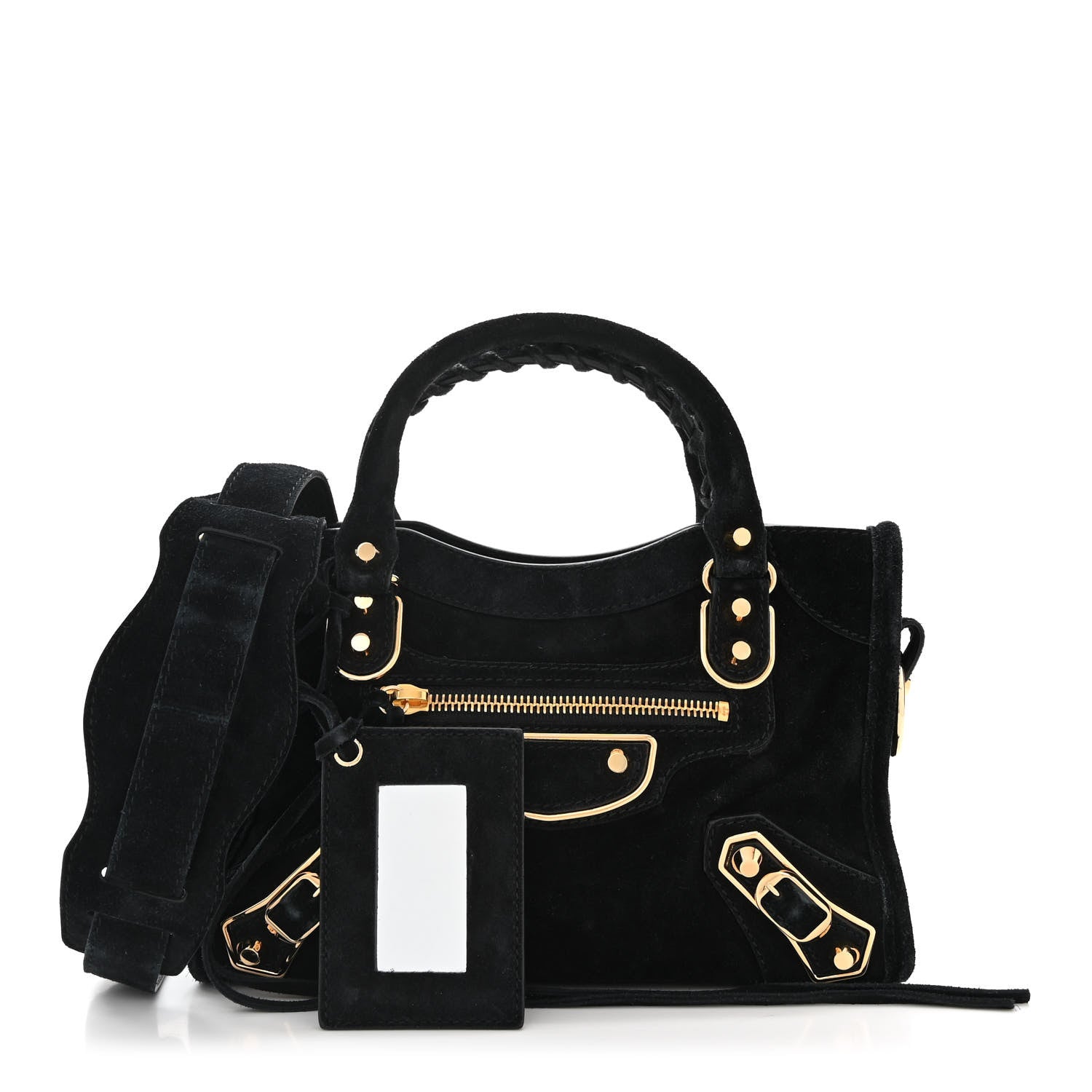 Balenciaga Baby Daim Suede Gold Metallic Edge Hardware Mini City Black 3 of 11