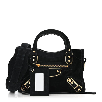 Balenciaga Baby Daim Suede Gold Metallic Edge Hardware Mini City Black 3 of 11