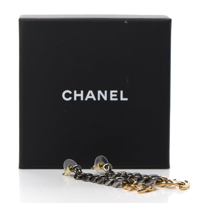 Chanel Metal CC Pick Drop Earrings Ruthenium Gold 4 of 4