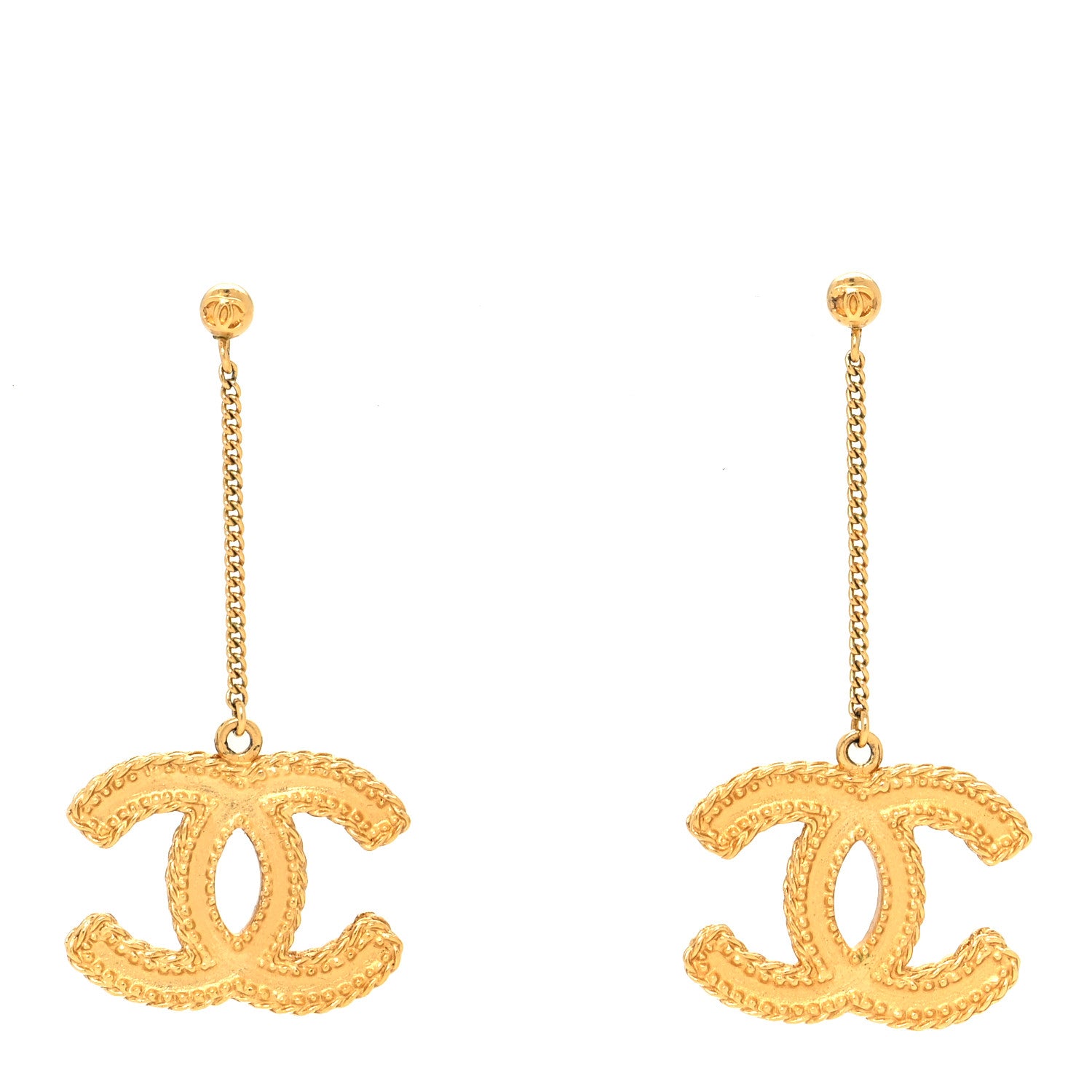 Chanel CC Drop Earrings Matte Gold 1 of 4