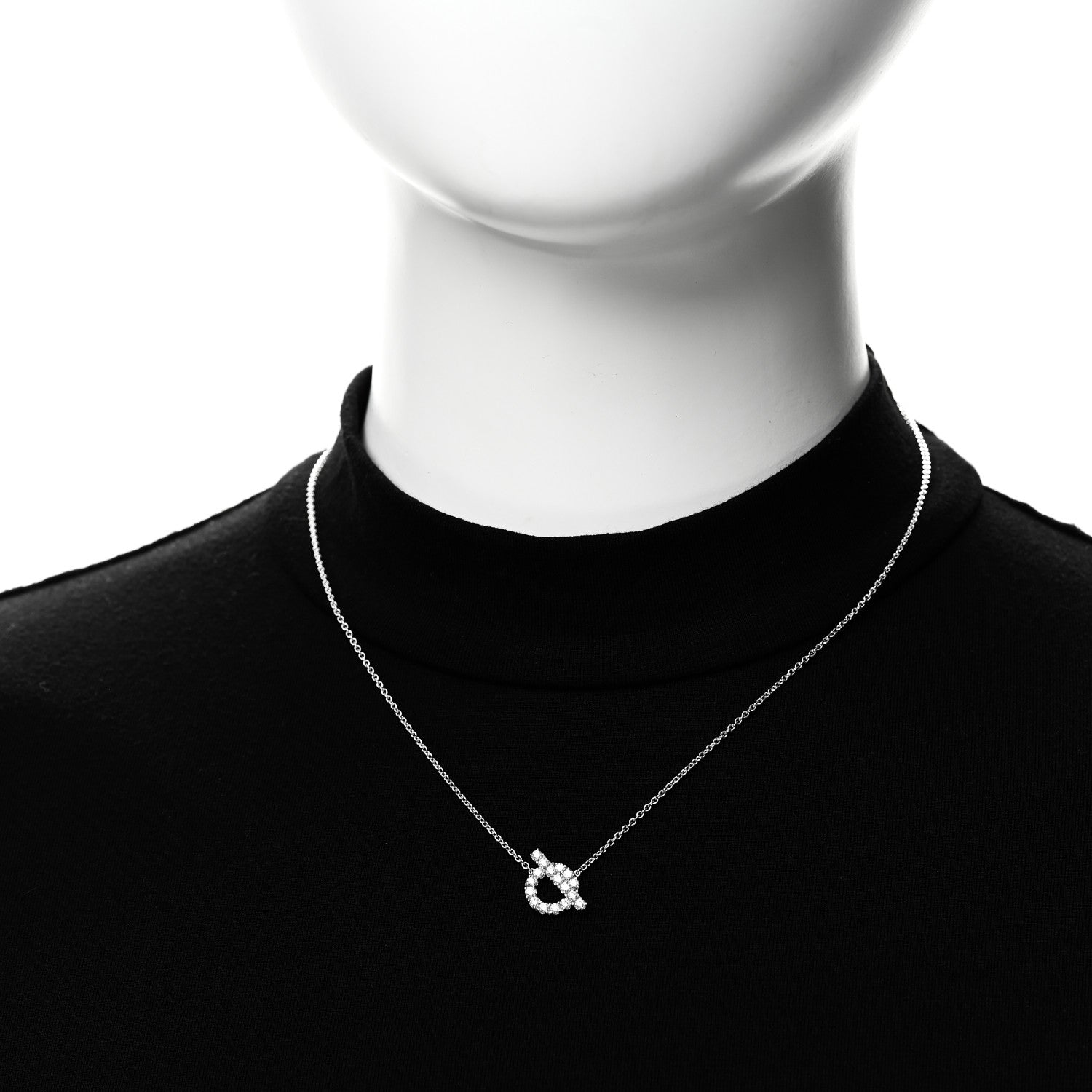 Hermes 18K White Gold Diamond Finesse Pendant Necklace 2 of 7
