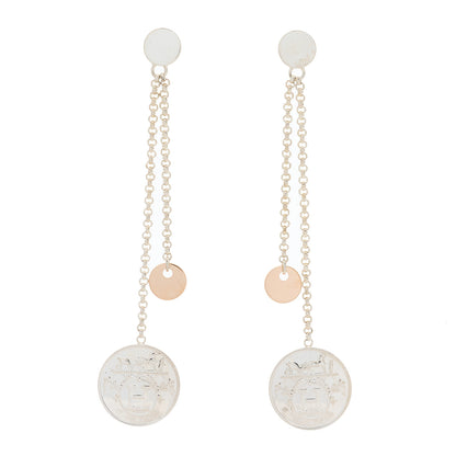 Hermes Sterling Silver 18K Rose Gold PM Ex-Libris Earrings 1 of 4