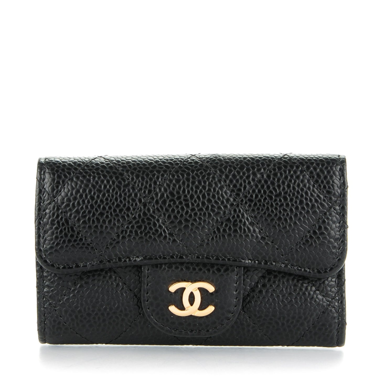 Caviar Quilted 6 Key Holder Black