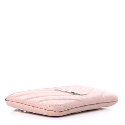 Saint Laurent Calfskin Matelasse Monogram Key Pouch Pale Pink 4 of 7