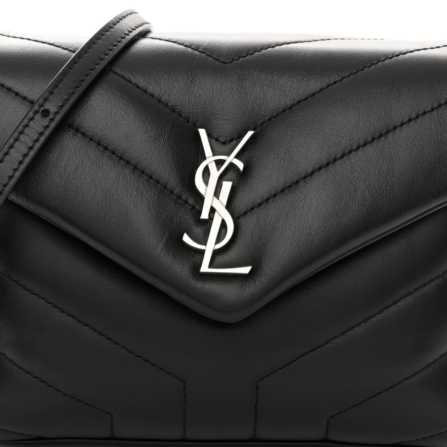 Calfskin Y Quilted Monogram Toy Loulou Crossbody Bag Black