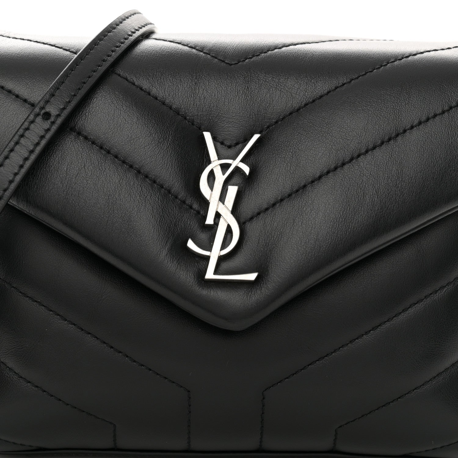 Saint Laurent Calfskin Y Quilted Monogram Toy Loulou Crossbody Bag Black 8 of 11
