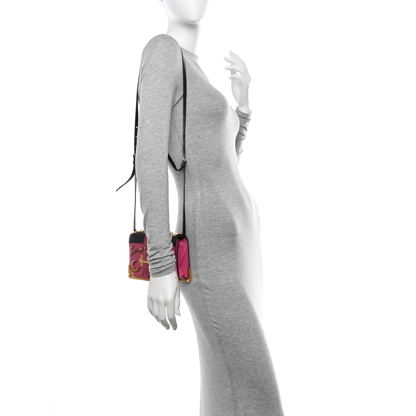 City Calf Saffiano Astrology Cahier Bag Fuxia Black