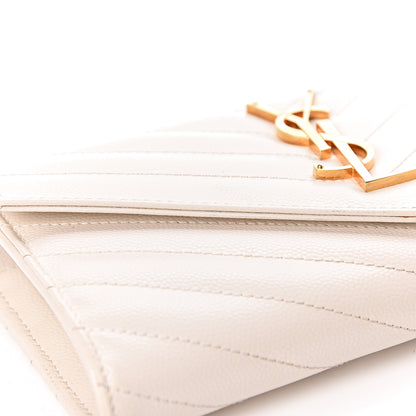 Saint Laurent Grain De Poudre Matelasse Large Monogram Flap Wallet Porcellana 9 of 11