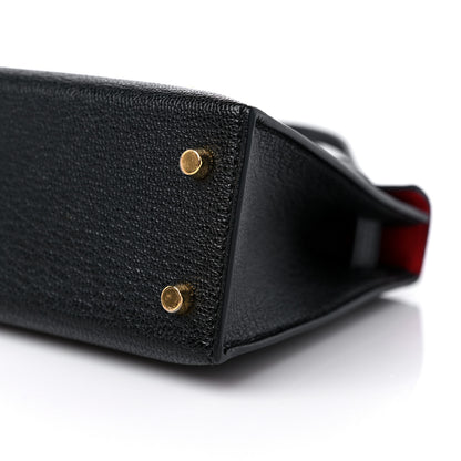 Hermes Chevre Mysore Horseshoe Mini Kelly Sellier 20 Black Rouge De Coeur 9 of 12