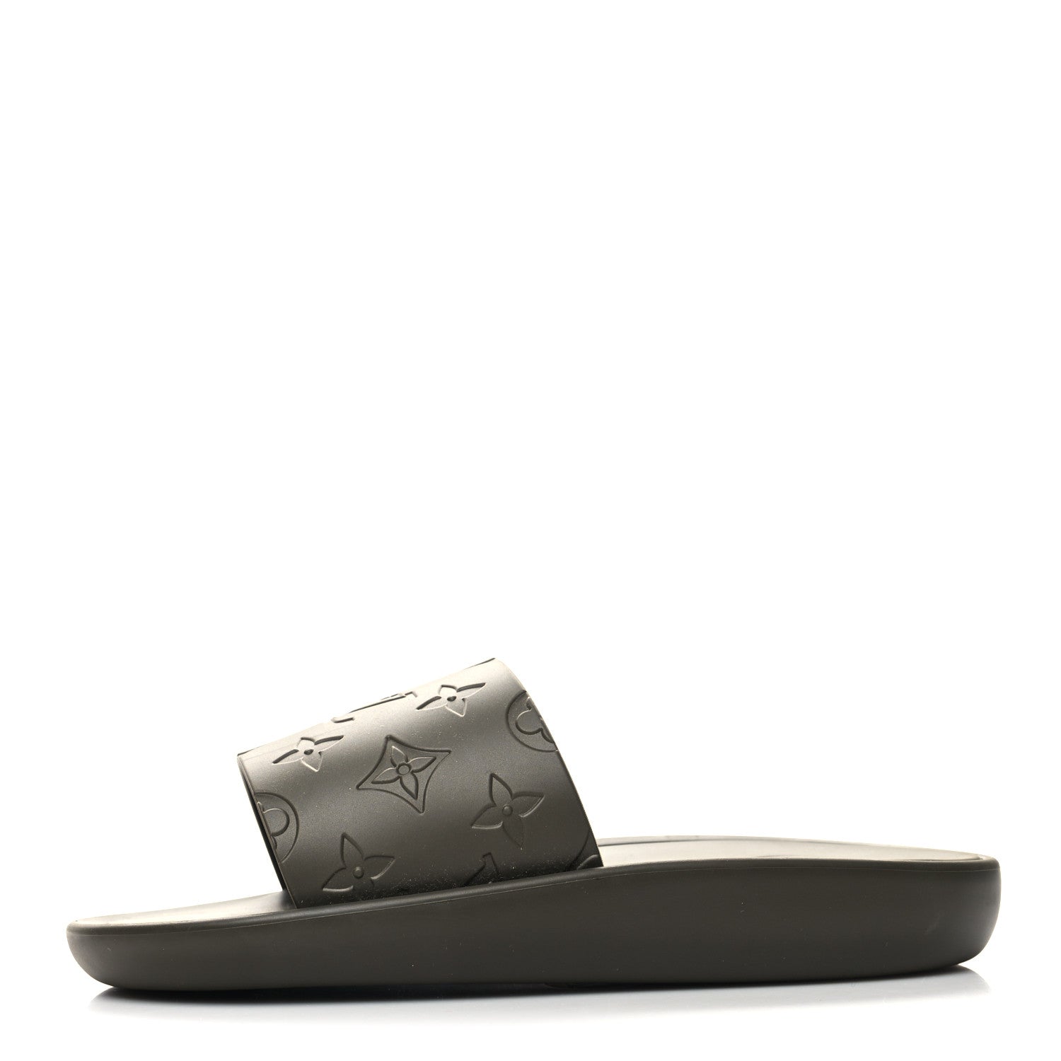 Louis Vuitton Matte Rubber Monogram Embossed Sunbath Slide Sandals 38 Khaki 1 of 7