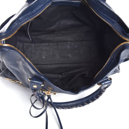 Balenciaga Chevre Gold Metallic Edge Hardware City Bleu Nuit Dark Sea 5 of 13