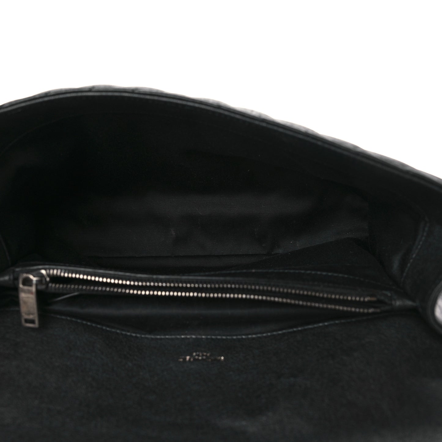 Sheepskin Matelasse Chevron Monogram Large College Satchel Black