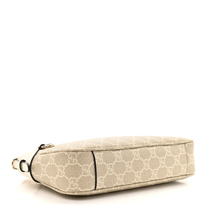 Gucci GG Supreme Monogram Textured Calfskin Small Emblem Shoulder Bag Beige Mystic White 4 of 10