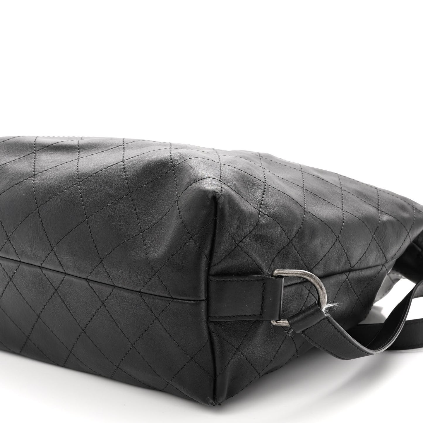 Calfskin Stitched Large Hobo Black