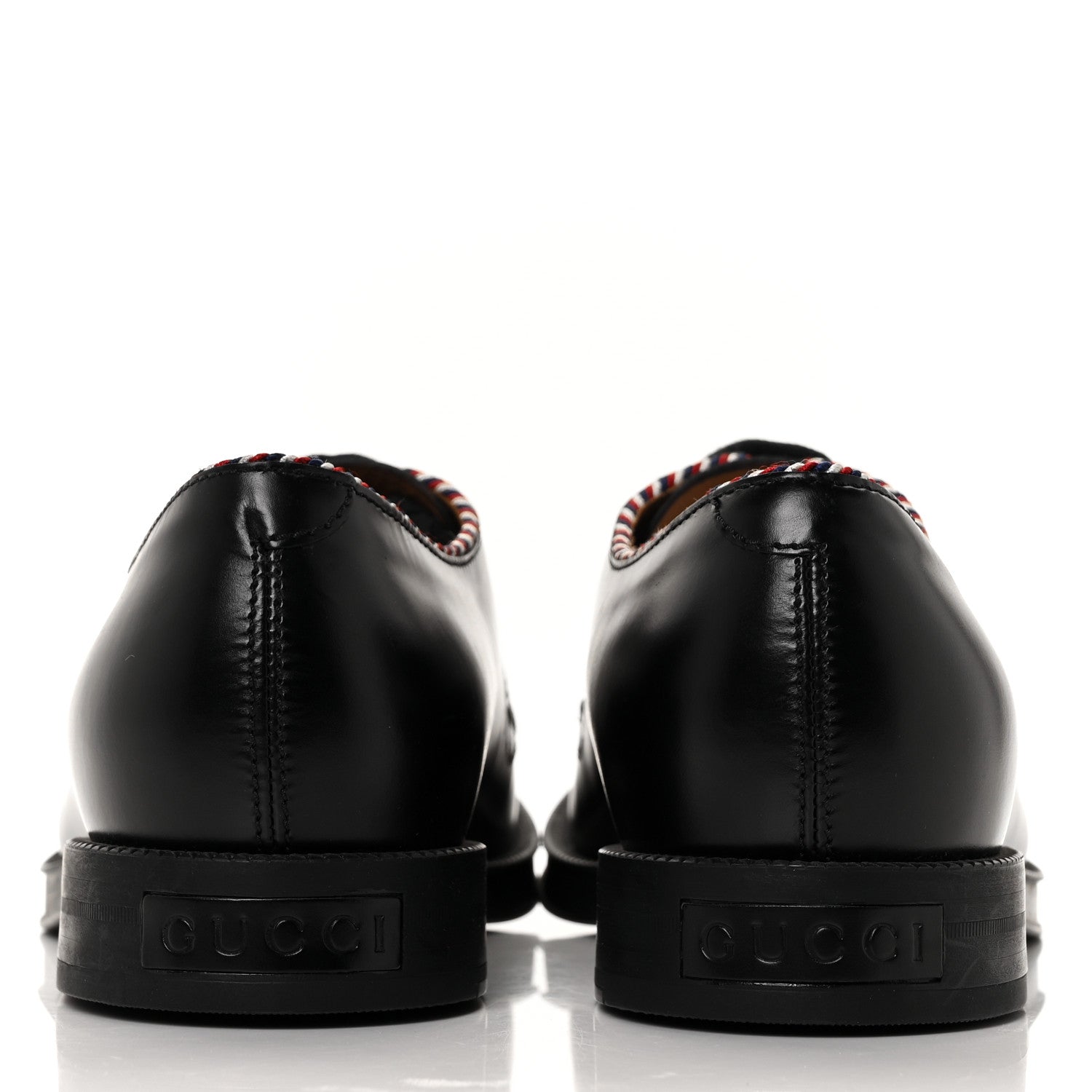 Gucci Calfskin Embroidered Mens Lace Up Oxfords 10 Black 5 of 7