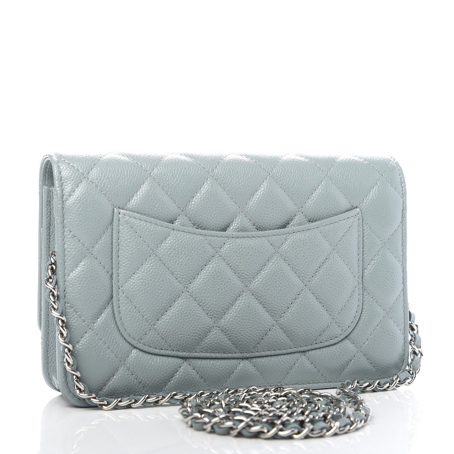 Chanel Iridescent Caviar Quilted Wallet On Chain WOC Light Blue 2 of 9