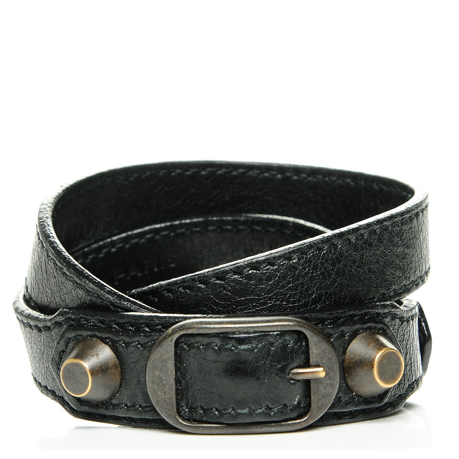 Balenciaga Agneau Arena Classic Hardware Triple Tour Bracelet S Black 1 of 6