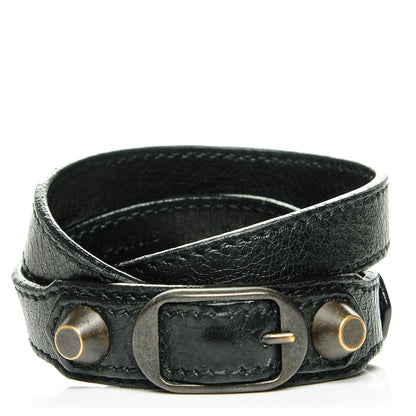 Balenciaga Agneau Arena Classic Hardware Triple Tour Bracelet S Black 1 of 6