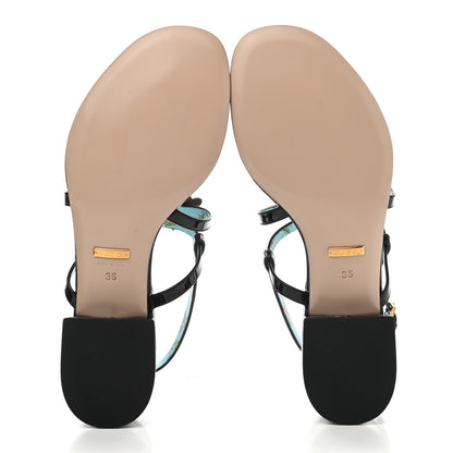 Gucci Patent Calfskin Bee Thong Sandals 36 Black 5 of 9