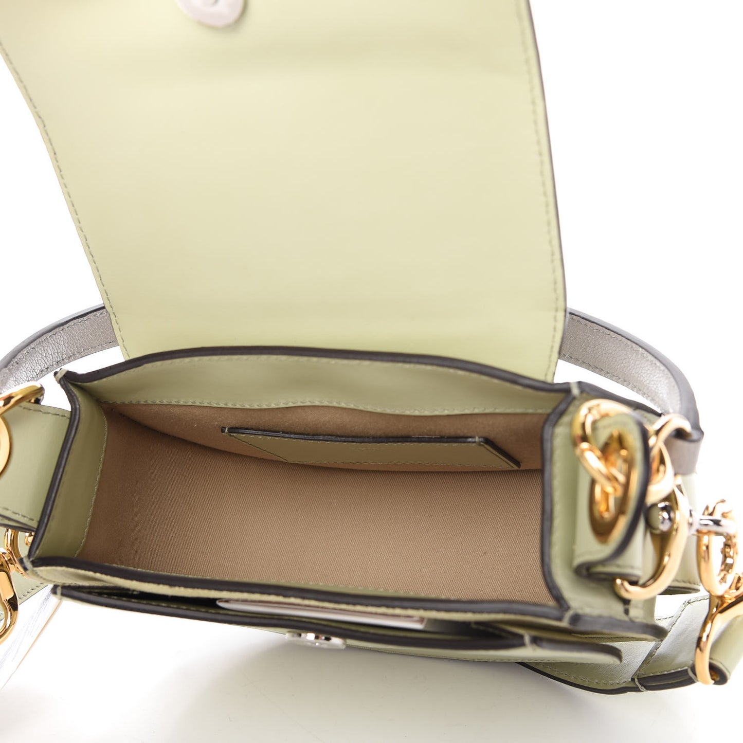 Goatskin Shiny Calfskin Small Tess Bag Stormy Grey