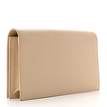 Saint Laurent Grain De Poudre Classic Monogram Kate Clutch Dark Beige 3 of 8