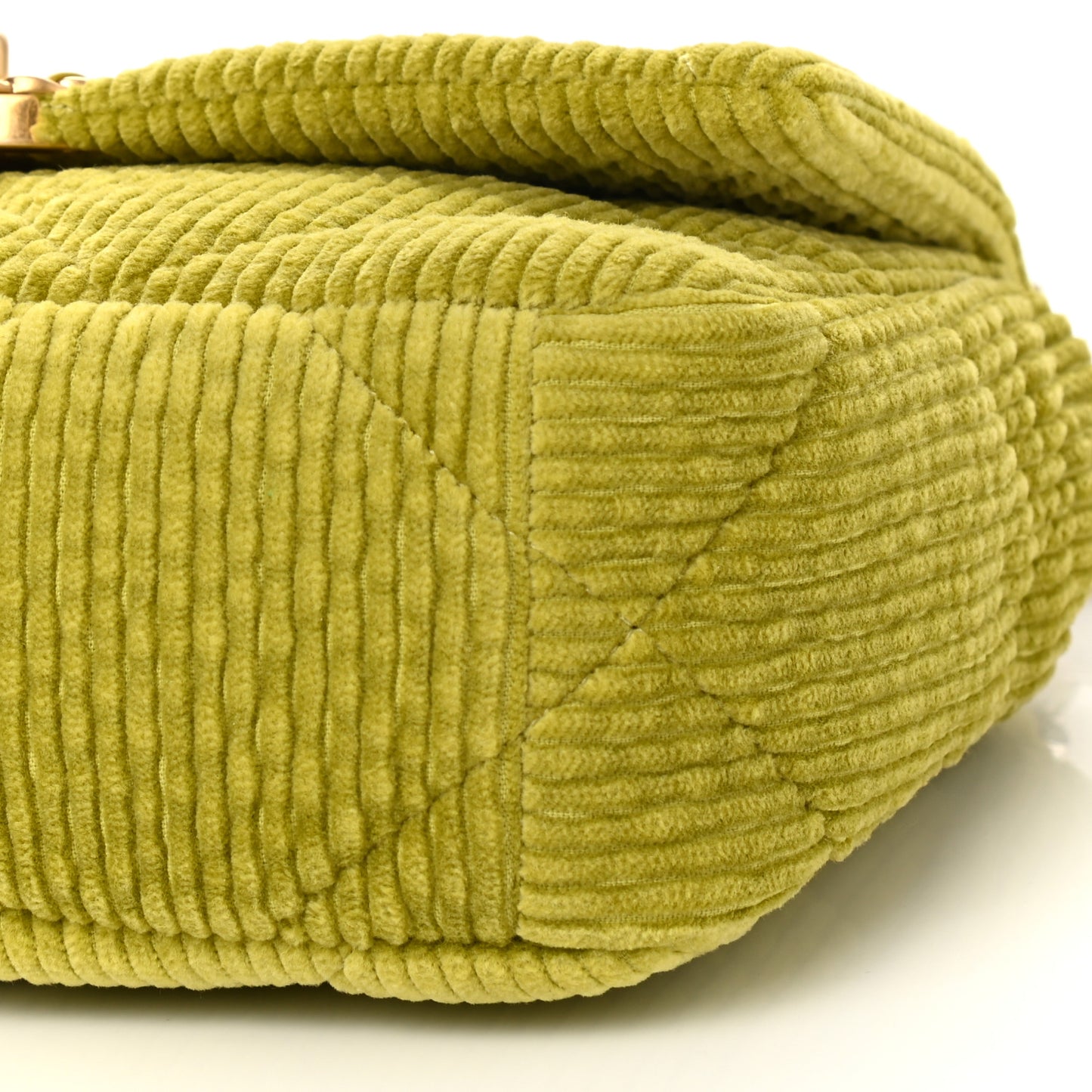Corduroy Quilted Medium Chanel 19 Flap Light Green
