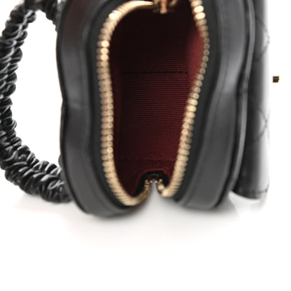 Chanel Lambskin Quilted CC In Love Heart Zipped Arm Coin Purse Black 4 of 7