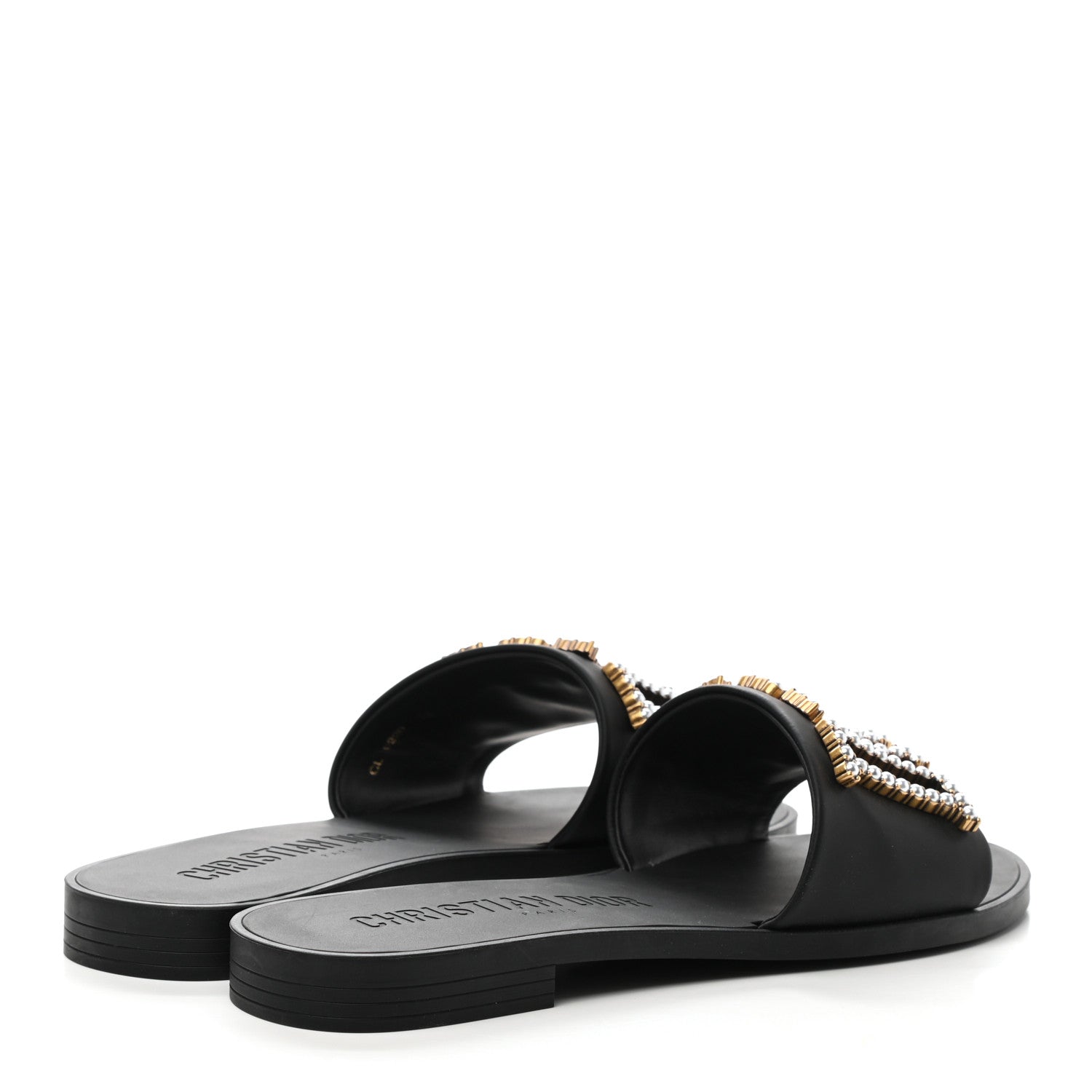 Christian Dior Matte Calfskin Pearl Dio(r)evolution Slide Sandals 38 Black 4 of 8