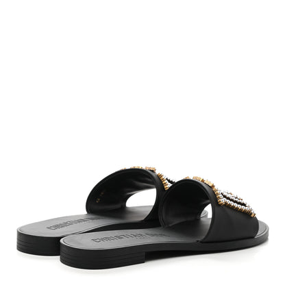 Christian Dior Matte Calfskin Pearl Dio(r)evolution Slide Sandals 38 Black 4 of 8