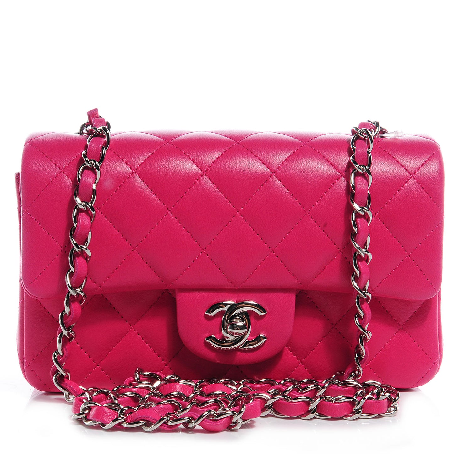 Lambskin Quilted Mini Flap Dark Pink