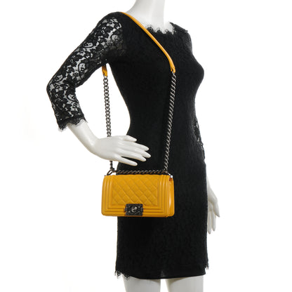 Chanel Lambskin Quilted Small Boy Flap Yellow 2 of 8