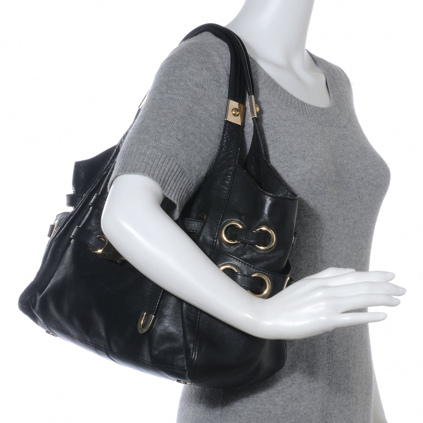 Leather Radiant Hobo Black