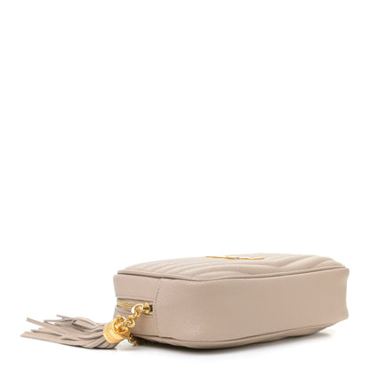 Saint Laurent Grain De Poudre Matelasse Monogram Mini Lou Camera Bag Dark Beige 4 of 10