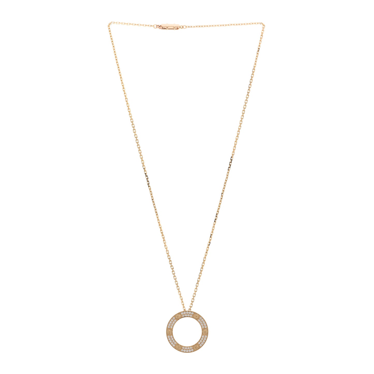 18K Yellow Gold Diamond LOVE Paved Necklace