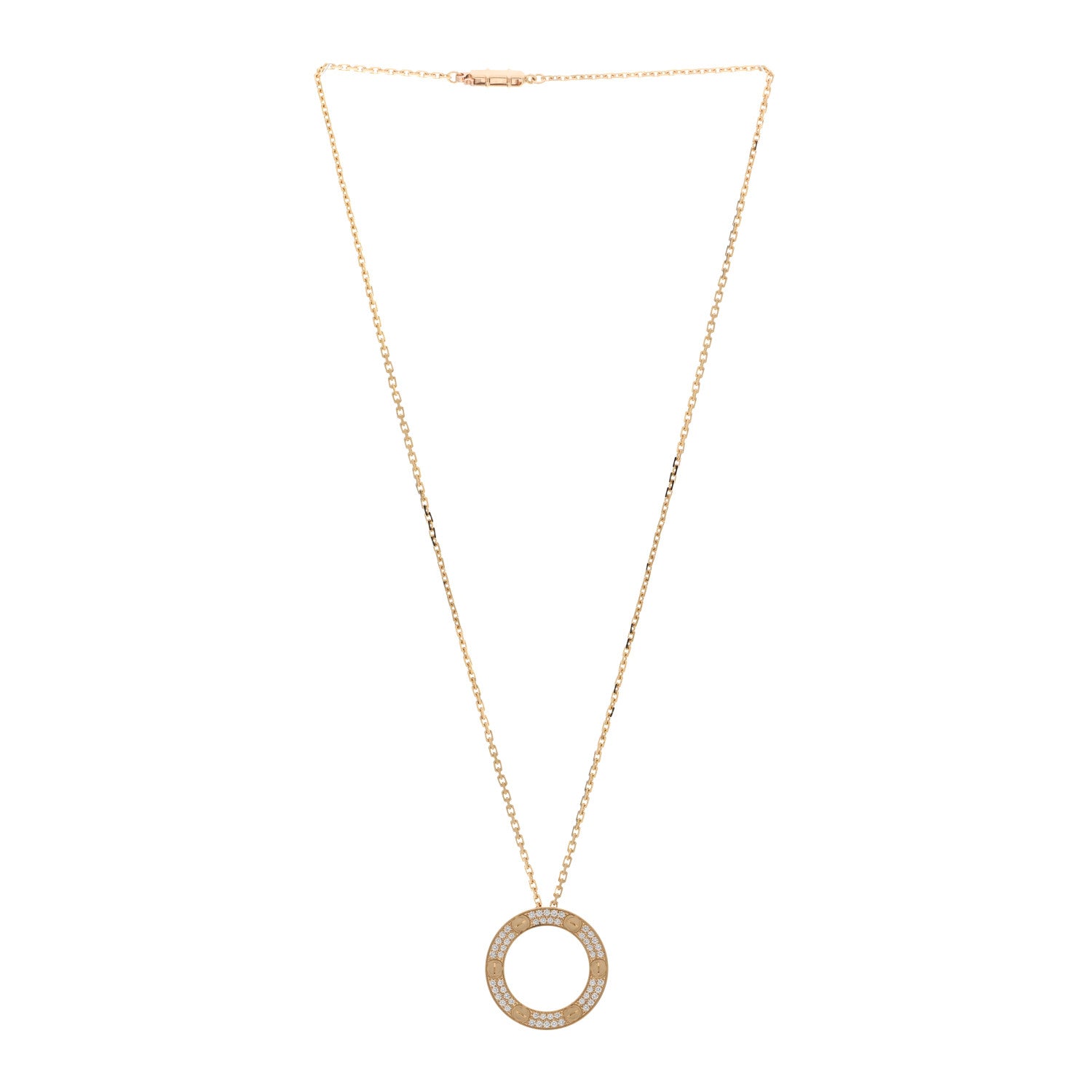 Cartier 18K Yellow Gold Diamond LOVE Paved Necklace 3 of 4