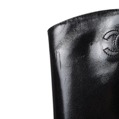 Chanel Glazed Calfskin CC High Boots 37 Black 7 of 10