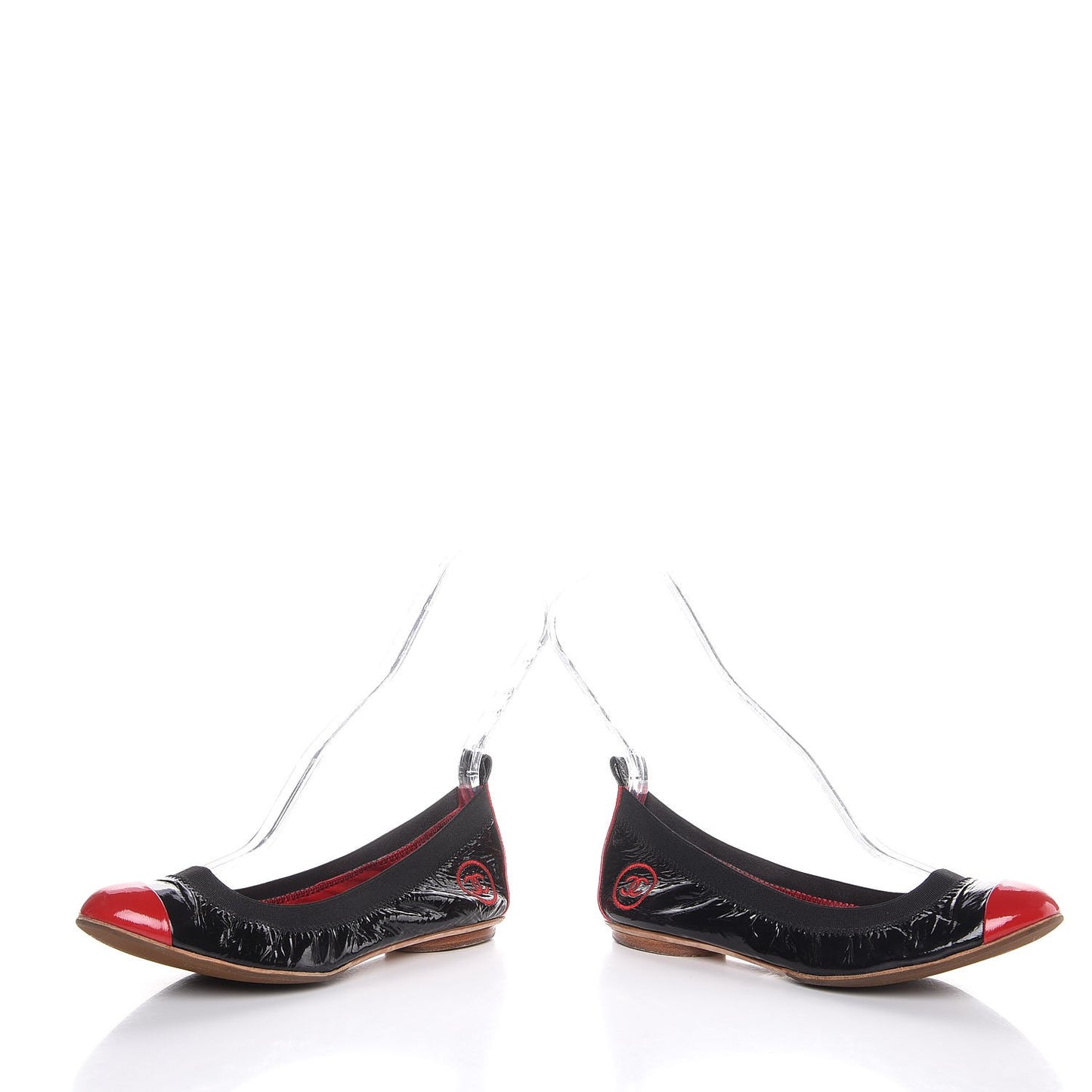 Patent CC Elastic Cap Toe Ballerina Flats 36 Red Black