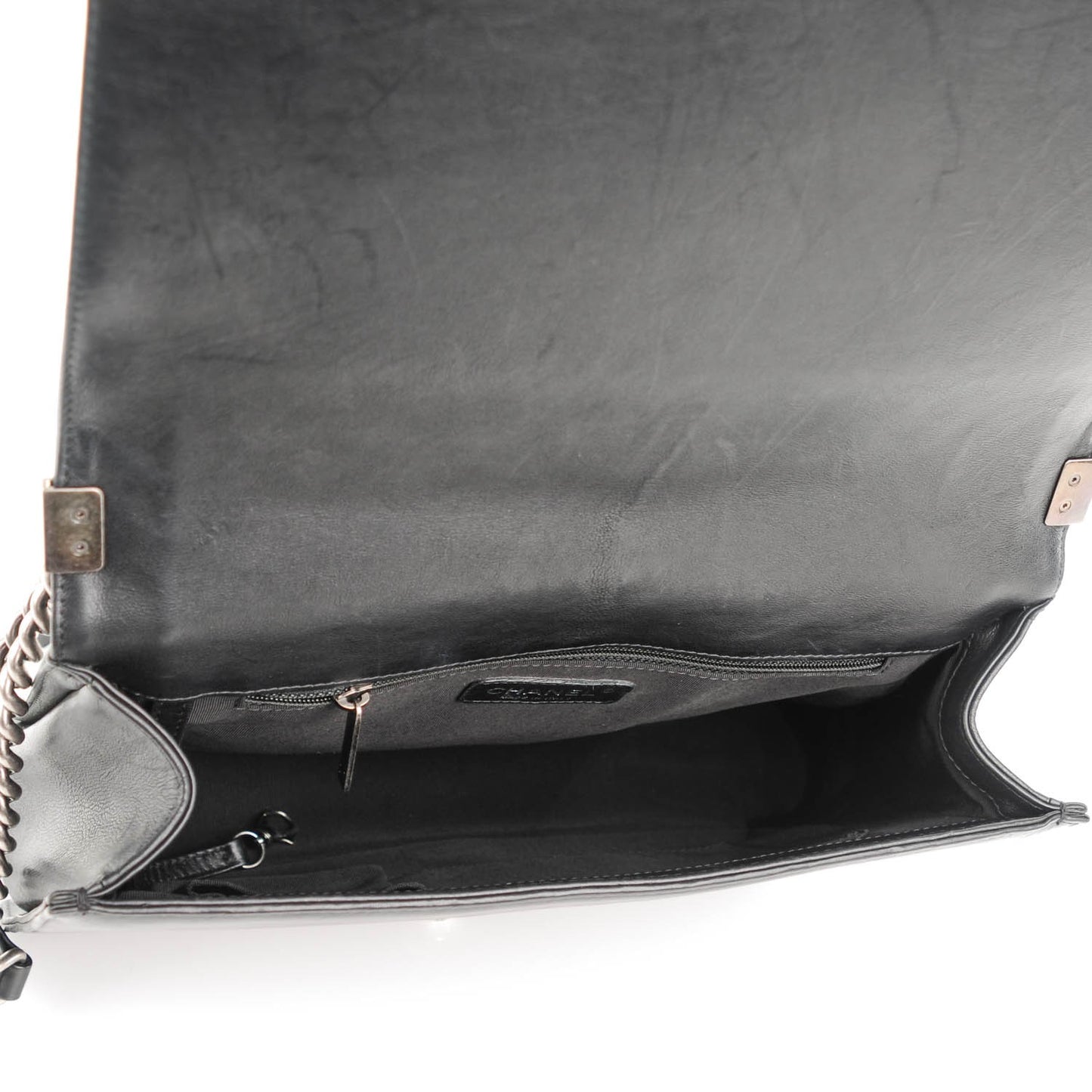Lambskin Quilted Large Boy Flap Black