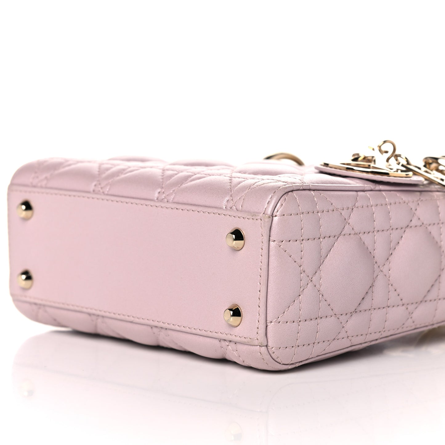 Metallic Lambskin Cannage Mini Lady Dior Lotus