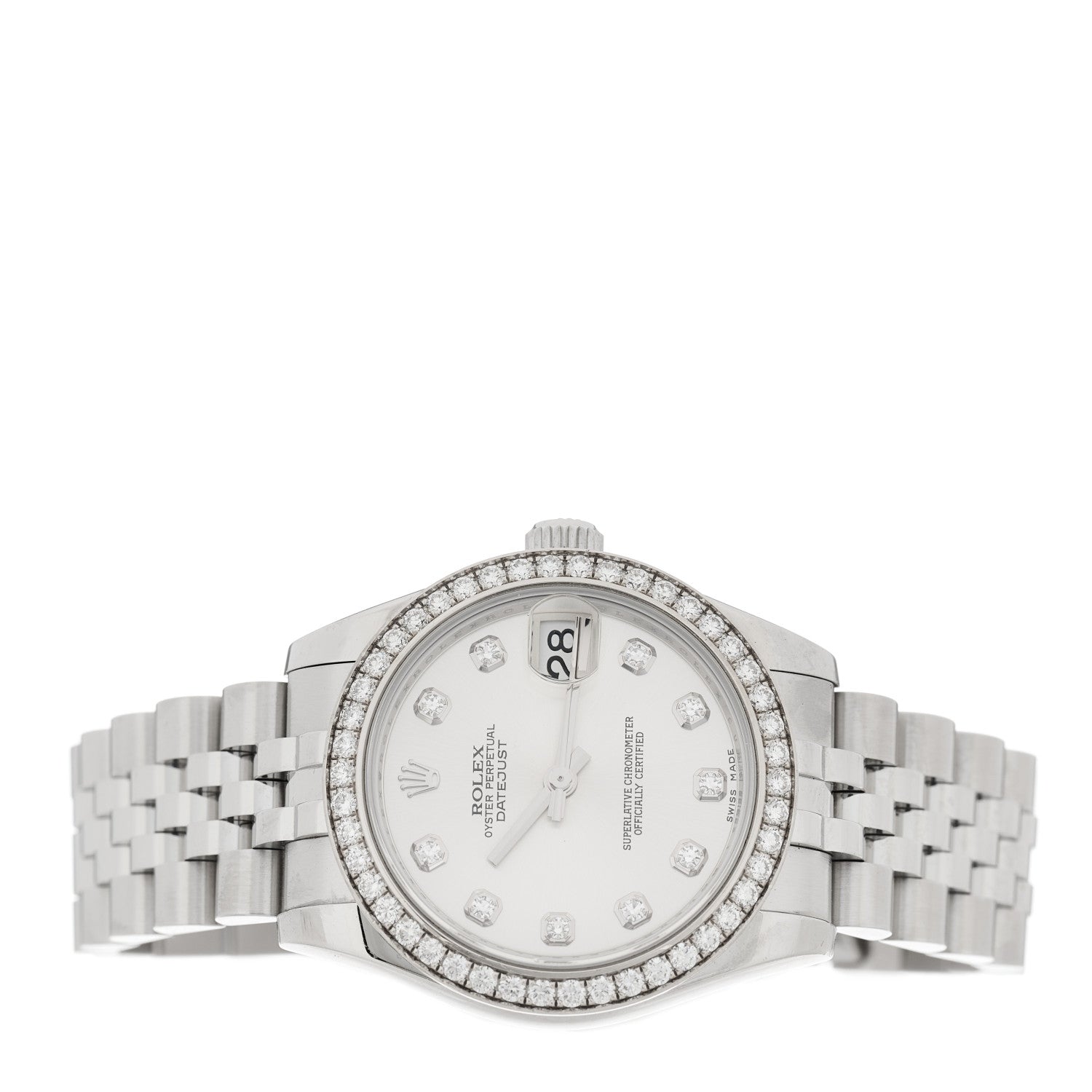 Rolex Stainless Steel 18K White Gold Diamond Bezel 31mm Oyster Perpetual Datejust Watch Silver 278384RBR 3 of 8