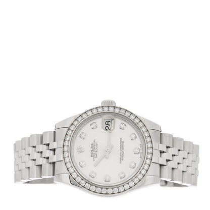 Rolex Stainless Steel 18K White Gold Diamond Bezel 31mm Oyster Perpetual Datejust Watch Silver 278384RBR 3 of 8