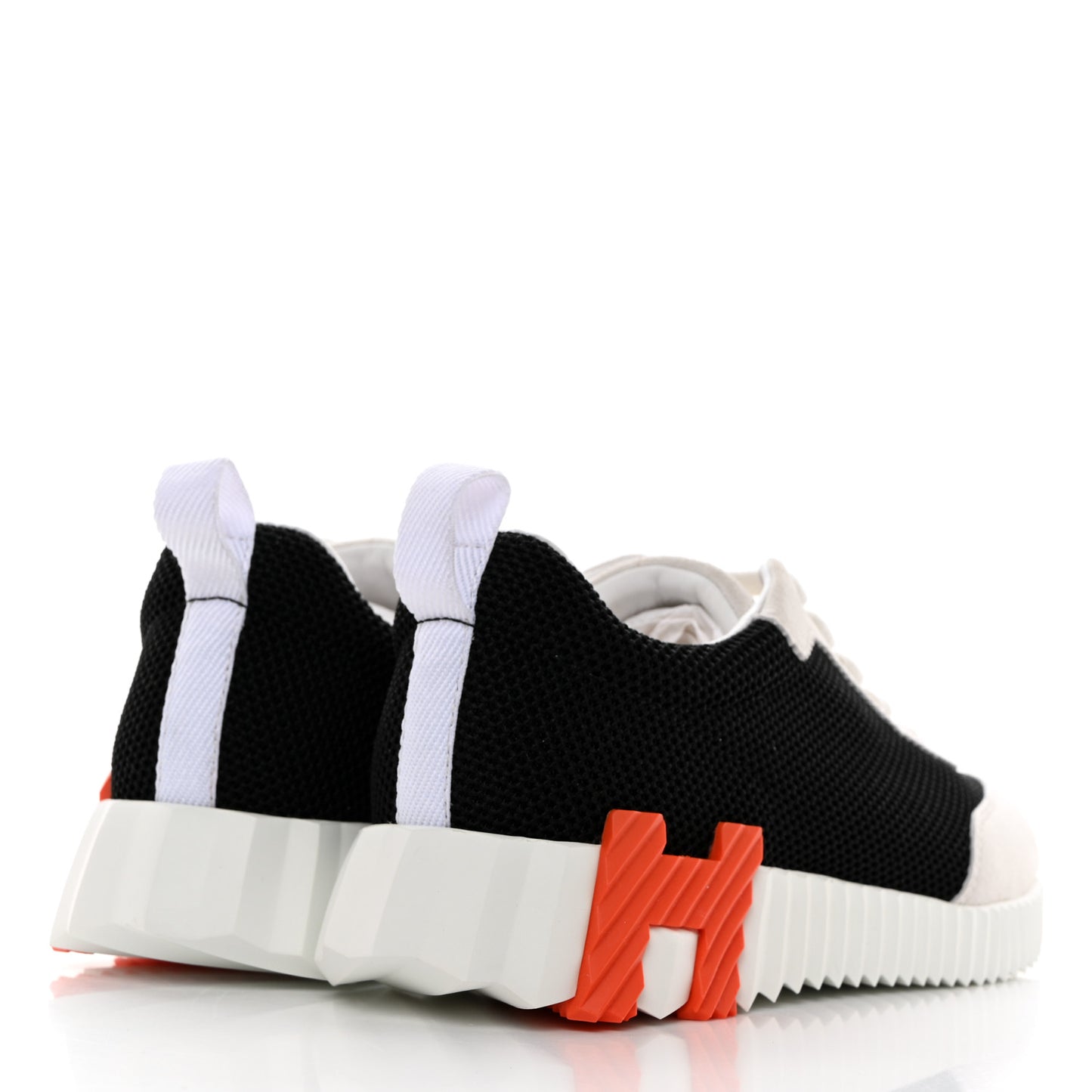 Air Mesh Suede Goatskin Bouncing Sneakers 35 Black Orange