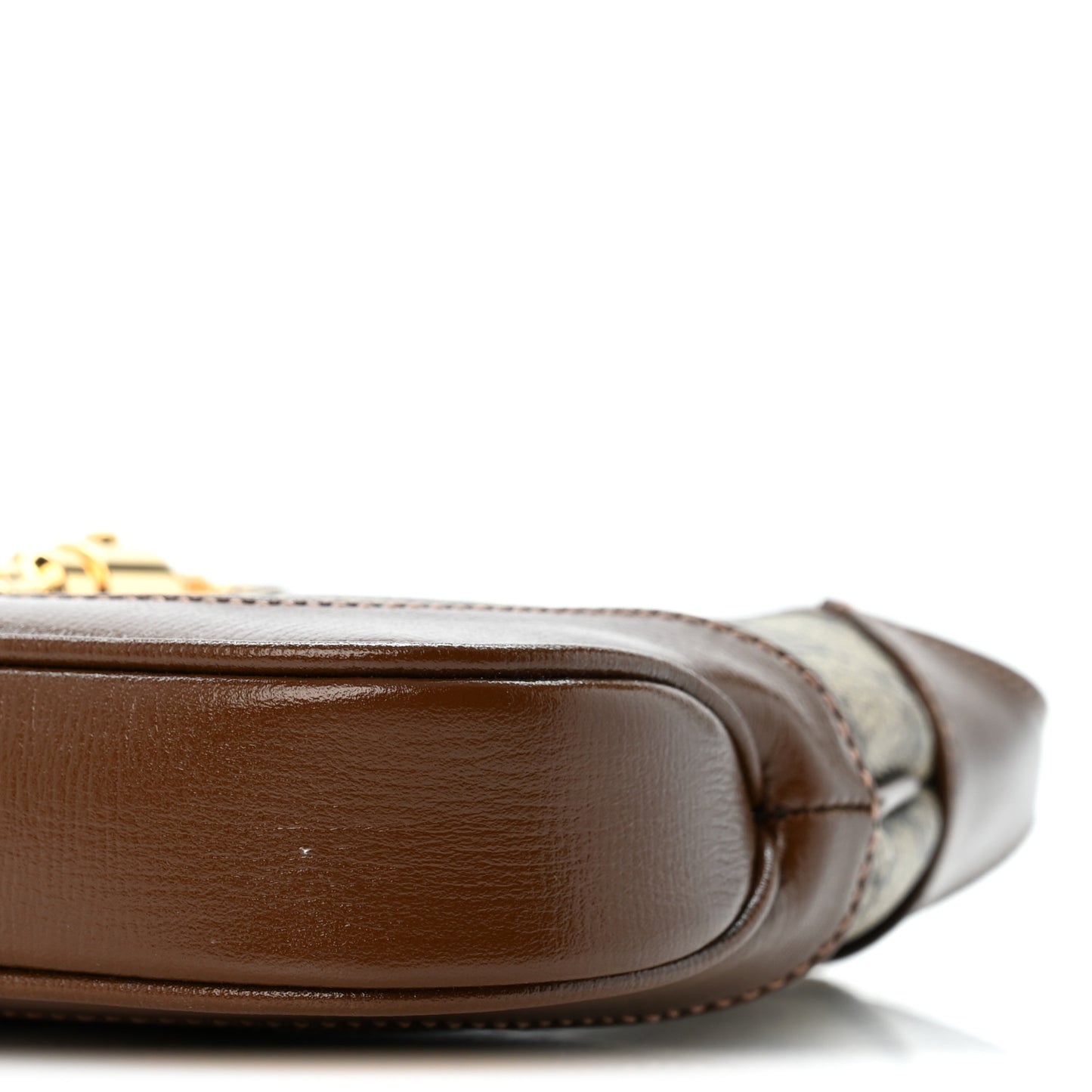 GG Supreme Monogram Azalea Calfskin Web Mini Jackie 1961 Hobo Beige Ebony Brown Sugar