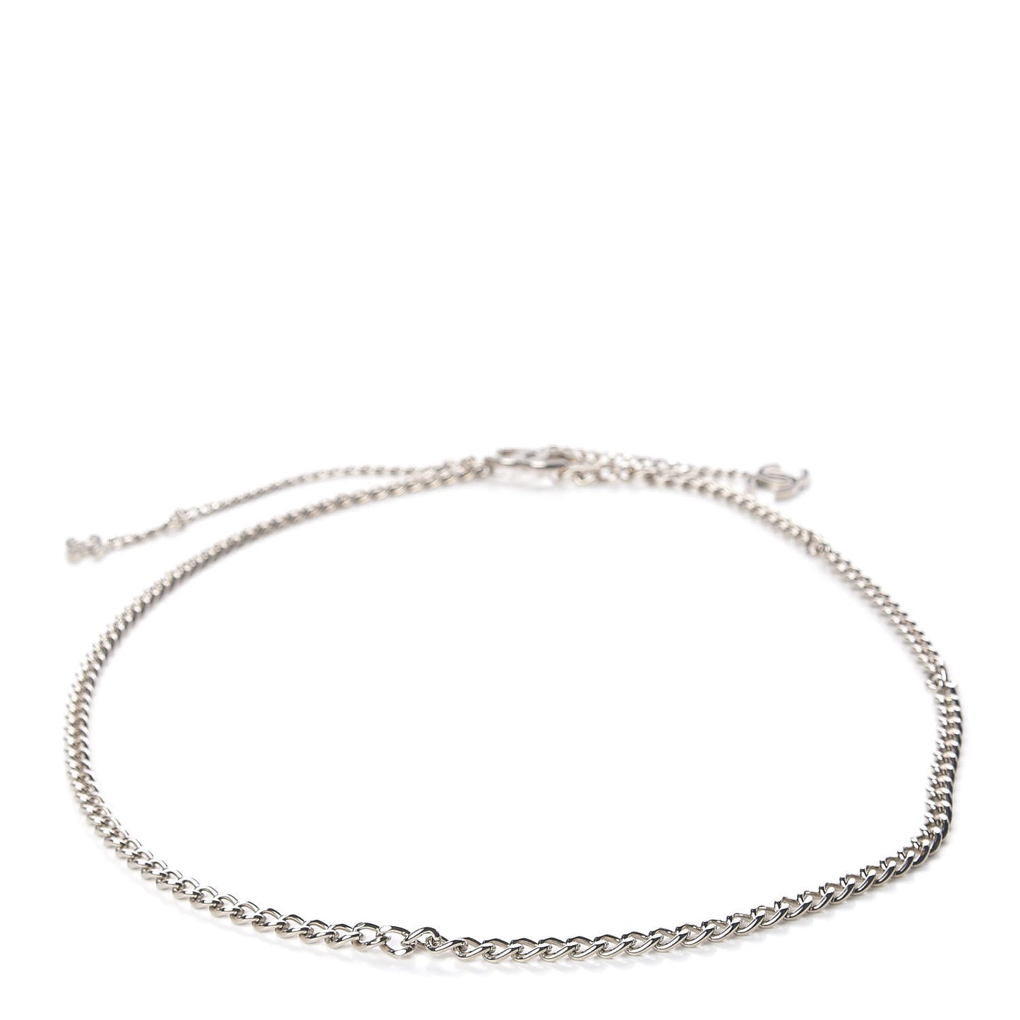 Enamel CC Chain Logo Belt Silver Black