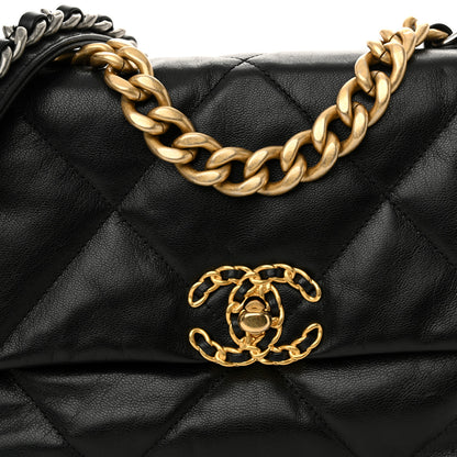 Chanel Shiny Goatskin Quilted Medium Chanel 19 Flap Black 8 of 11